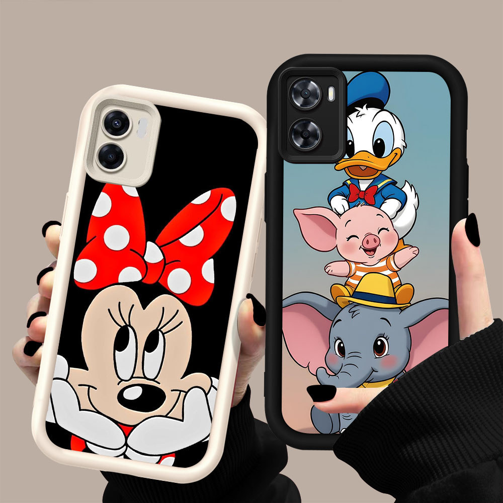 HK-15 Disney ปลอกกันกระแทกสําหรับซิลิโคนสีดําและสีขาว OPPO Realme A76 A77s 9i C33 A96