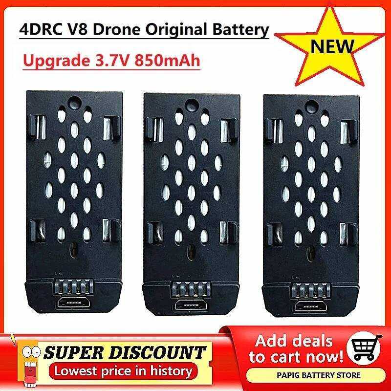 V8 4DRC โดรน อัพเกรดดั้งเดิม 3.7V 850MAh สำหรับแบตเตอรี่มินิ 4D-V8 อุปกรณ์เสริมทดแทนสำหรับควอดคอปเตอ
