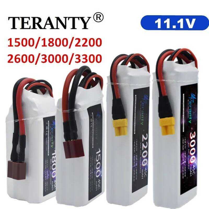 LiPo แบตเตอรี่ 11.1V 3S 1500mah 1800mAh 2200mah 2600mAh 3000mAh 3300mAh ขั้วต่อ Deans T XT60 สำหรับร