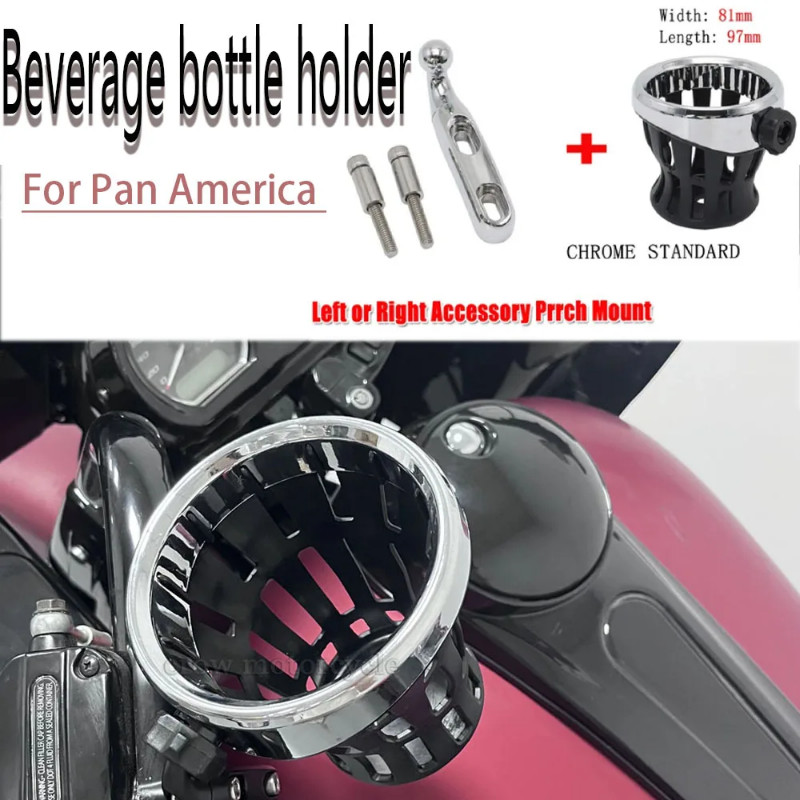 Motorcycle Handlebar Drink Cup Water Bottle Holder Mount Left or Right Chrome Drink Holder  For Pan