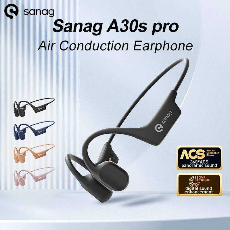 Sanag A30S Pro Air Conduction ไร้สายบลูทูธ 5.3 หูฟังเปิดหู 360° หูฟังเสียงแบบพาโนรามาชุดหูฟังกันน้ํา