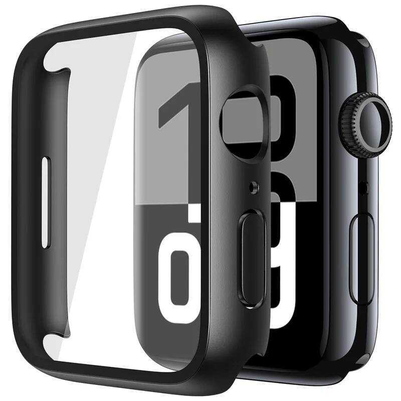 Apple กระจก+ฝาครอบสำหรับเคส Watch ขนาด 46mm 42mm 40mm 45mm 41mm 38mm 44mm ฟิล์มกันรอย iwatch series