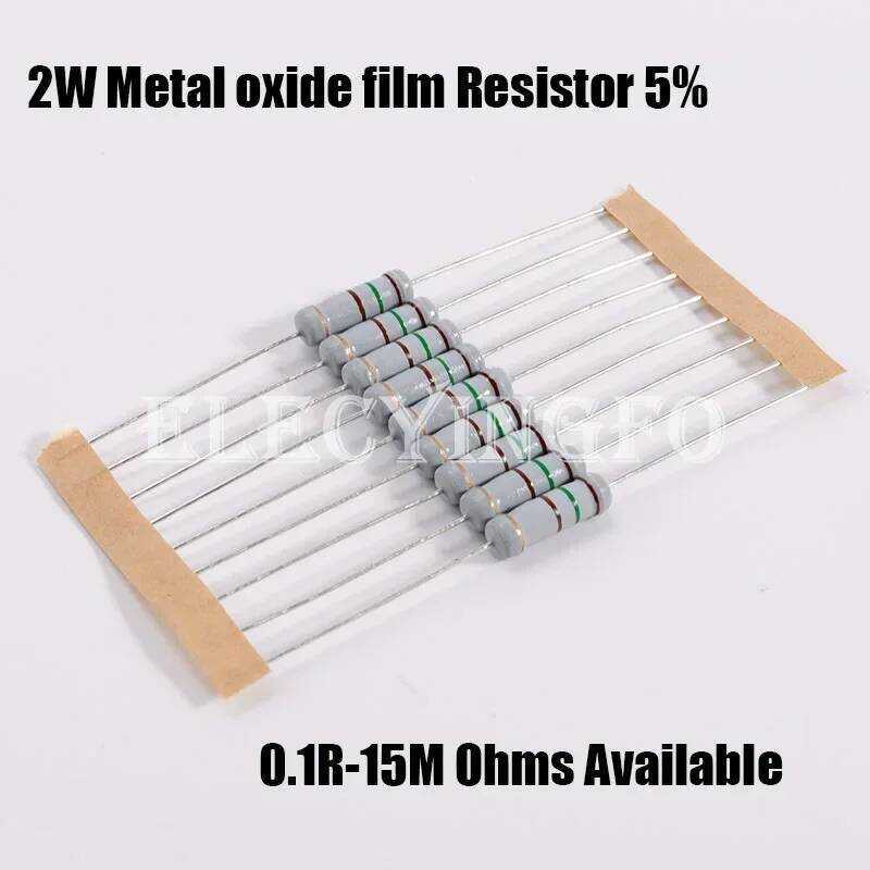 20 ตัวต้านทานออกไซด์โลหะ ชิ้น 2W 5% 0.1R ~ 15M 100R 220R 330R 1K 2.2K 3.3K 4.7K 10K 22K 47K 100K 1M