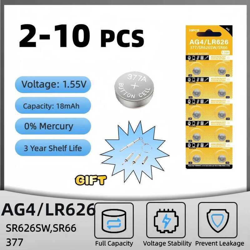 Akaine แบตเตอรี่นาฬิกา AG4 LR626 377 SR626 177 626A 377A CX66W สำหรับของเล่น เครื่องคิดเลข กุญแจรถ ป