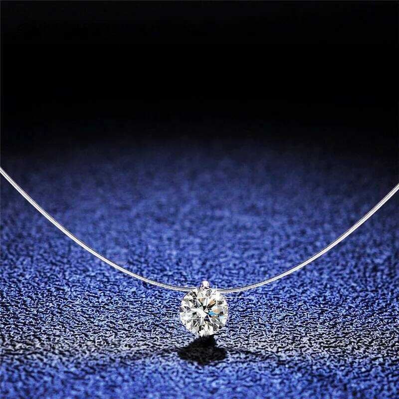 1ct สร้อยคอโซ่คล้องคอแบบสายเบ็ดใส Moissanite Dia S Sterling Sier สำหรับผู้หญิง
