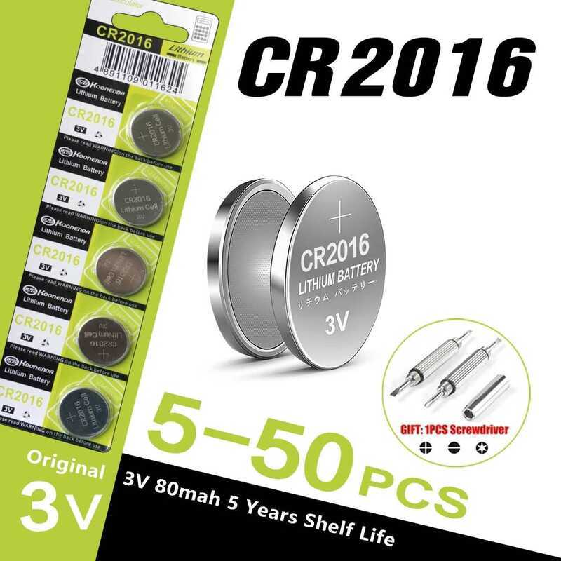 ชิ้น 5-50 80mAh CR2016 แบตเตอรี่ลิเธียมแบบปุ่ม DL2016 ECR2016 BR2016 3V สำหรับนาฬิกา กุญแจรถ รีโมทคอ