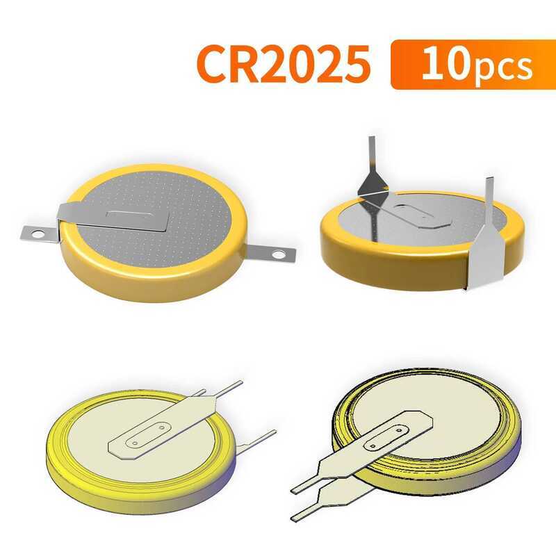 CR2025 แบตเตอรี่เซลล์ปุ่ม 10 ชิ้น พร้อมแท็บบัดกรี แบตเตอรี่ Li-MnO2 แบบไม่สามารถชาร์จได้ ยี่ห้อ EEMB