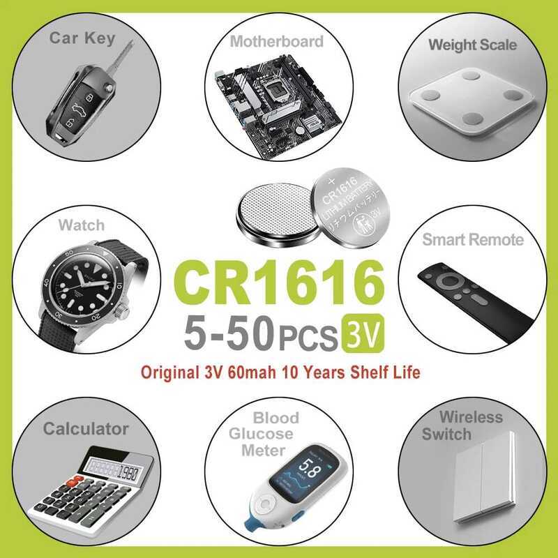 3V แบตเตอรี่ลิเธียมใหม่ 60mAh CR1616 คุณภาพสูง ปุ่ม CR 1616 DL1616 BR1616 5021LC LM1616 สำหรับนาฬิกา