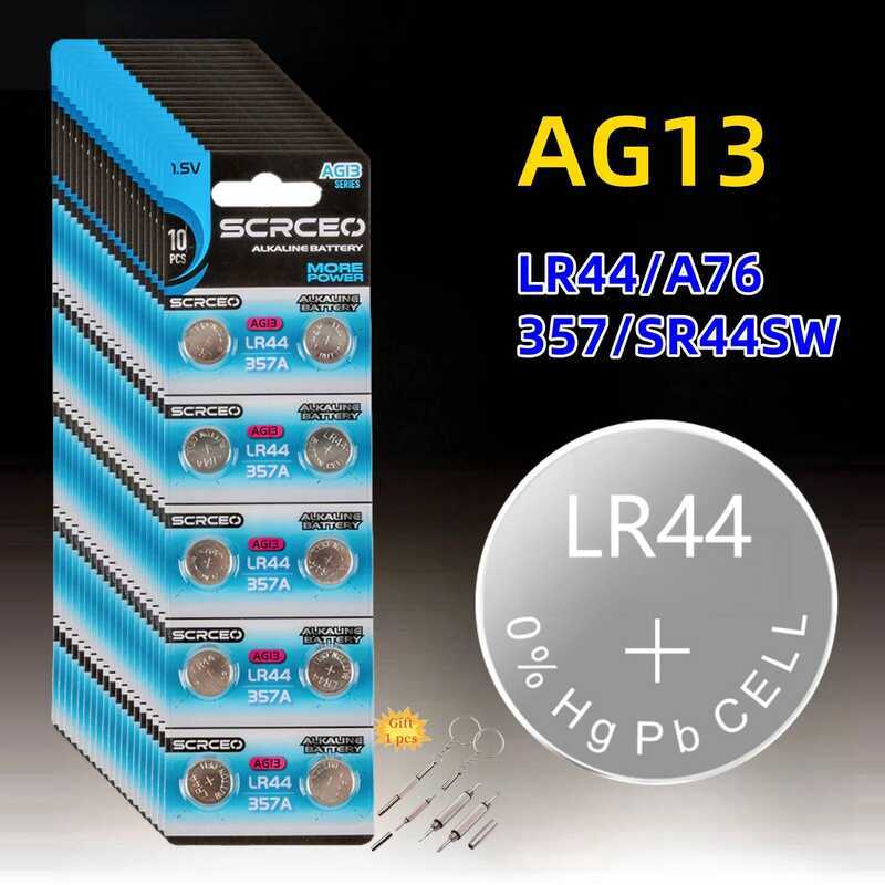 1.55V 2PCS-50PCS AG13 LR44 SR44 แบตเตอรี่ปุ่ม L1154 RW82 SR1154 SP76 pila A76 LR1154 GP7 แบตเตอรี่เห