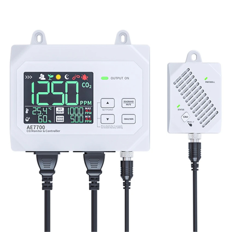 CO2 Monitor Controller CO2 Concentration Tester Air Quality Monitor Range 0~9999ppm CO2 Regulator f