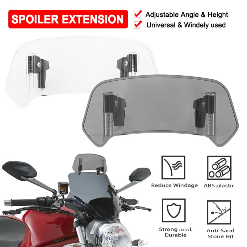 Universal Windscreen Clamp-On Variable Windshield Spoiler Extension For Ducati 888 849 851 749 898