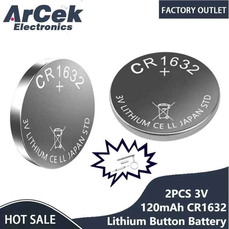 CR1632 แบตเตอรี่ปุ่ม 2 ชิ้น CR 1632 DL1632 BR1632 LM1632 ECR1632 เซลล์ลิเธียมสำหรับนาฬิกา ของเล่น รี