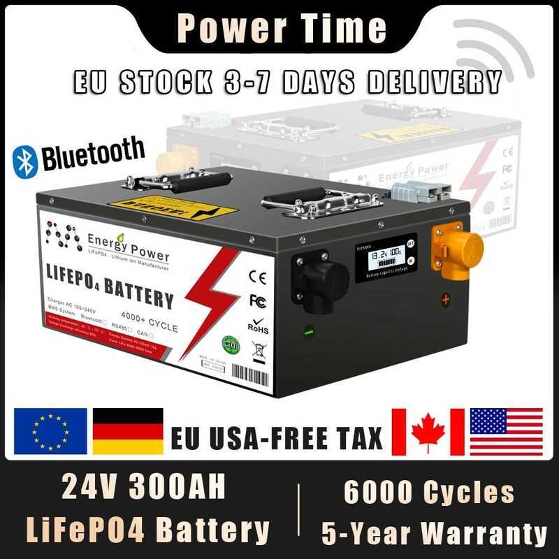 24V แบตเตอรี่ลิเธียมไอออนฟอสเฟต 100Ah 200Ah 300Ah LiFePo4 ใหม่ พร้อม BMS Bluetooth ในตัว 25.2V สำหรั