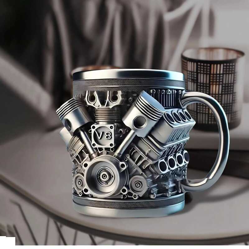 C Creative Resin Mug Engine V8 Cup V6 Resin Crafts Home Desop Niche Nical Engine Style Ornaments Fu
