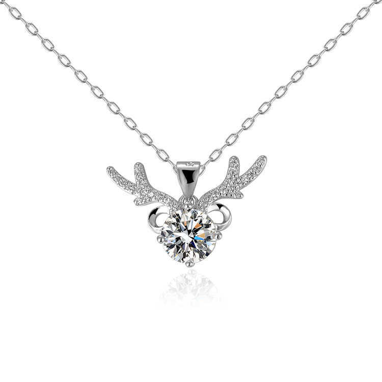 สร้อยคอเงินแท้ One Deer Have You ออกแบบลายแองทลERS หรูหรา พร้อมเป็นของขวัญในเทศกาลคริสต์มาส