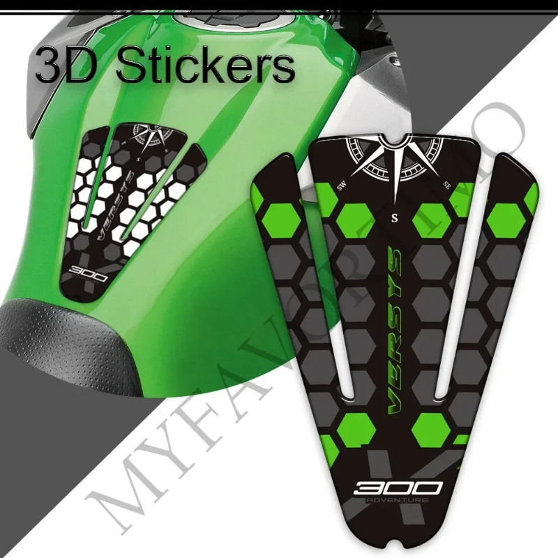 Fit Kawasaki Versys X 300 X300 Versys-X Motorcycle  3D Stickers  Gas Fuel Oil Kit Knee Protector Ta