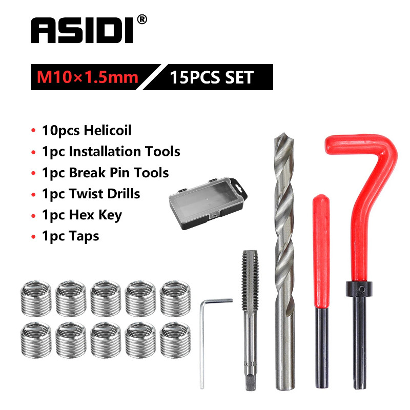 15PCS M10 x 1.5 Thread Repair Insert Kit