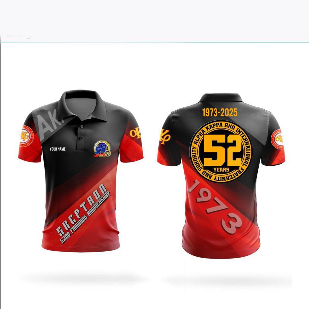 ฟรี CUSTOM NAME SERVICE-Black - Red Contrast Kappa Rho Fraternity 52nd Anniversary (Est.1973) All - 