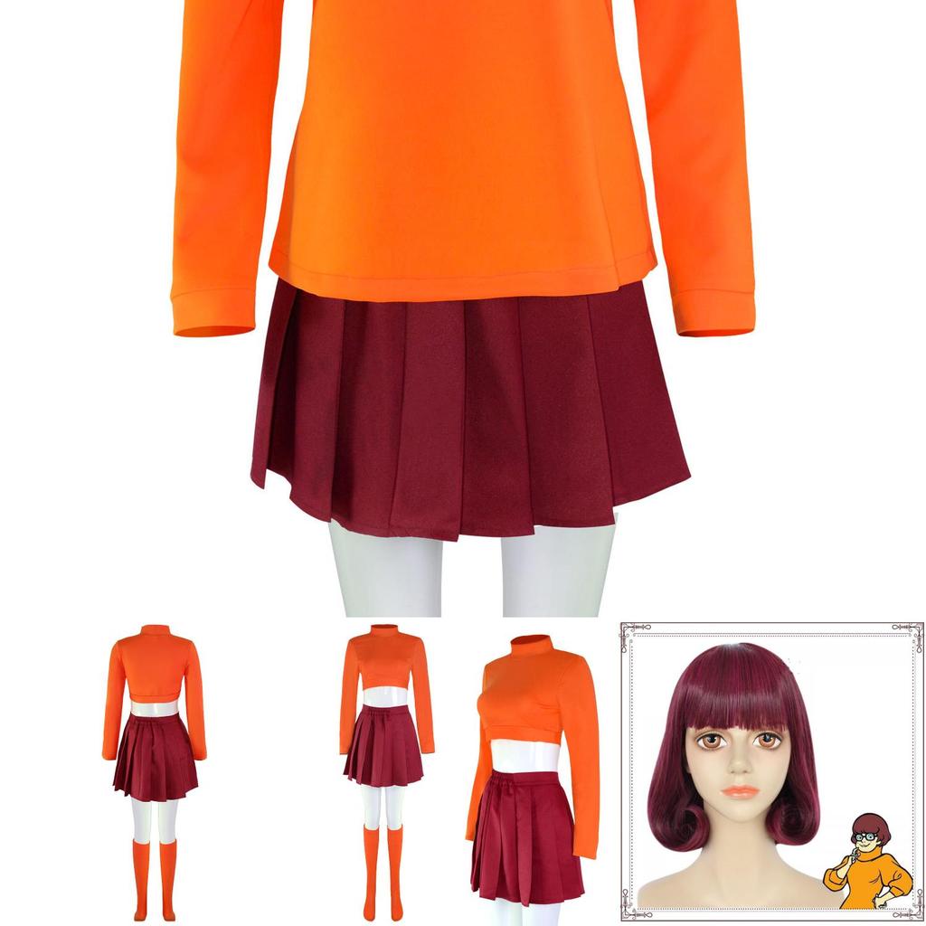Scooby Velma Doo Dinkley ชุดคอสตูมคอสเพลย์สําหรับผู้ใหญ่สําหรับคริสต์มาสฮาโลวีนและ