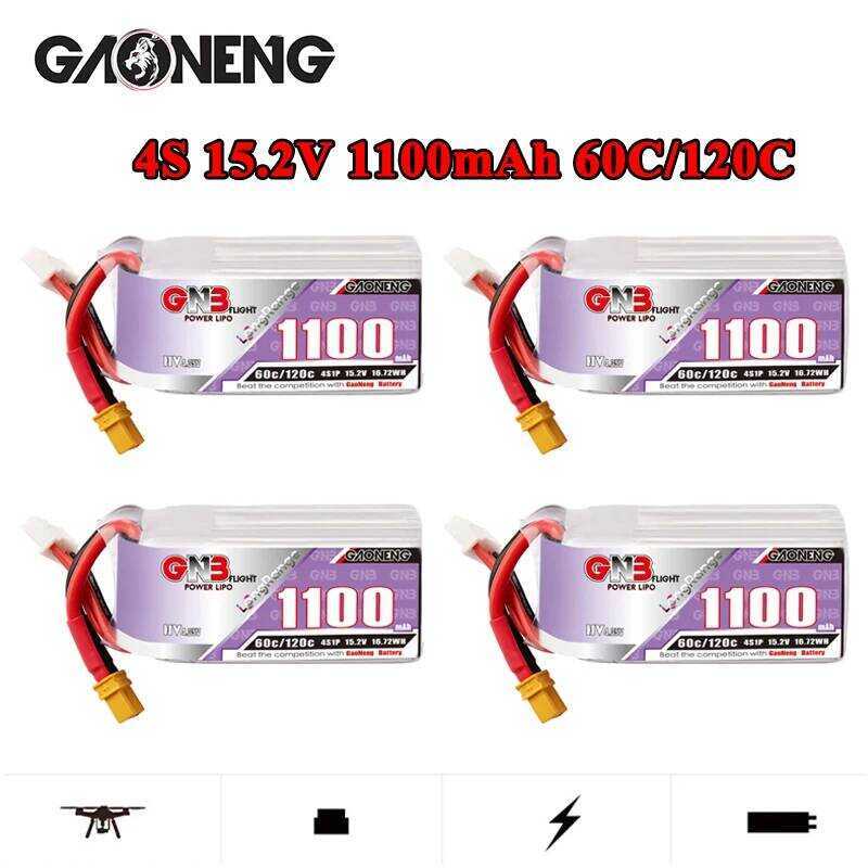 GNB แบตเตอรี่ 4S 1100mAh 60C/120C HV Lipo สำหรับเฮลิคอปเตอร์ ควอดคอปเตอร์ FPV แข่งโดรน ชิ้นส่วน RC แ