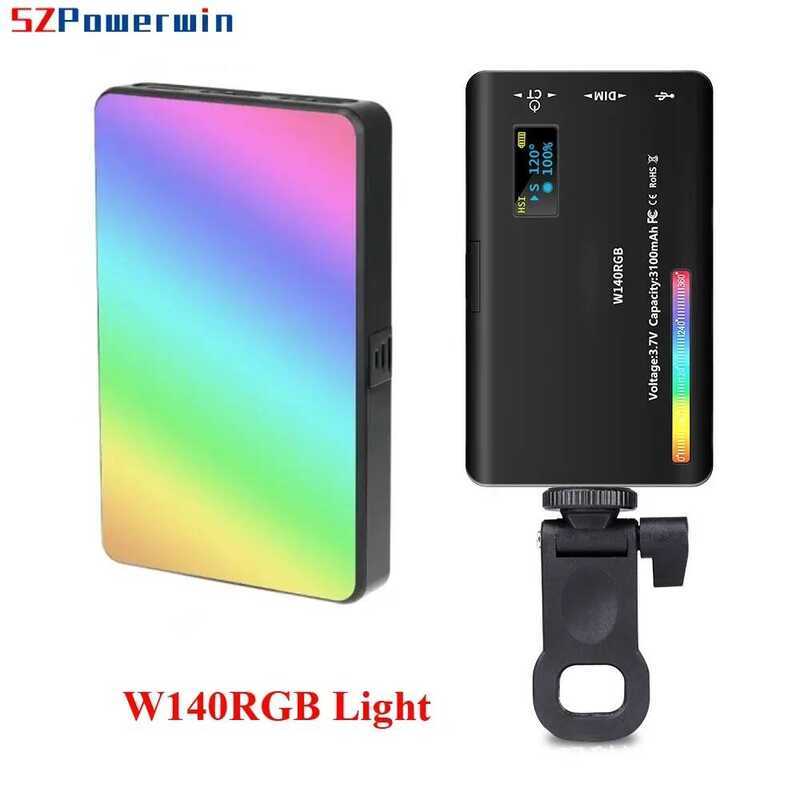 Powerwin W140RGB W140 RGB LED วิดีโอ 2500-9000K การถ่ายภาพกระเป๋า CRI95 + จอแสดงผล LCD รองเท้าเย็นสํ