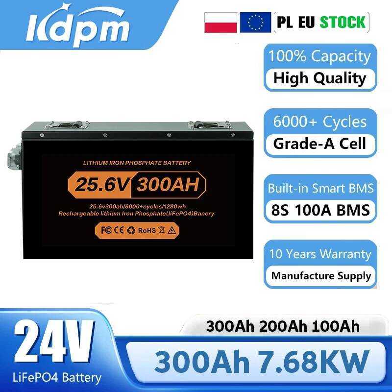 LiFePO4 แบตเตอรี่ลิเธียม ใหม่เอี่ยม 12V 24V 48V 100Ah 200Ah 280Ah 300Ah 400Ah พร้อม BMS 100A 6000+ ร