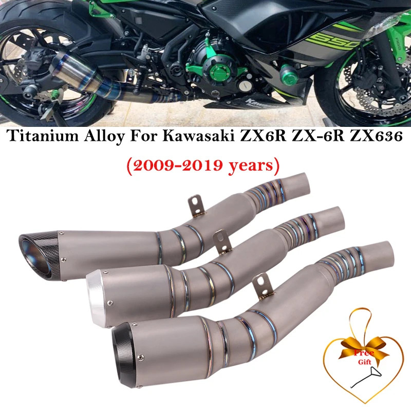 Titanium Alloy For Kawasaki ZX-6R ZX6R 636 Motorcycle GP Exhaust Escape Systems Modified Middle Lin