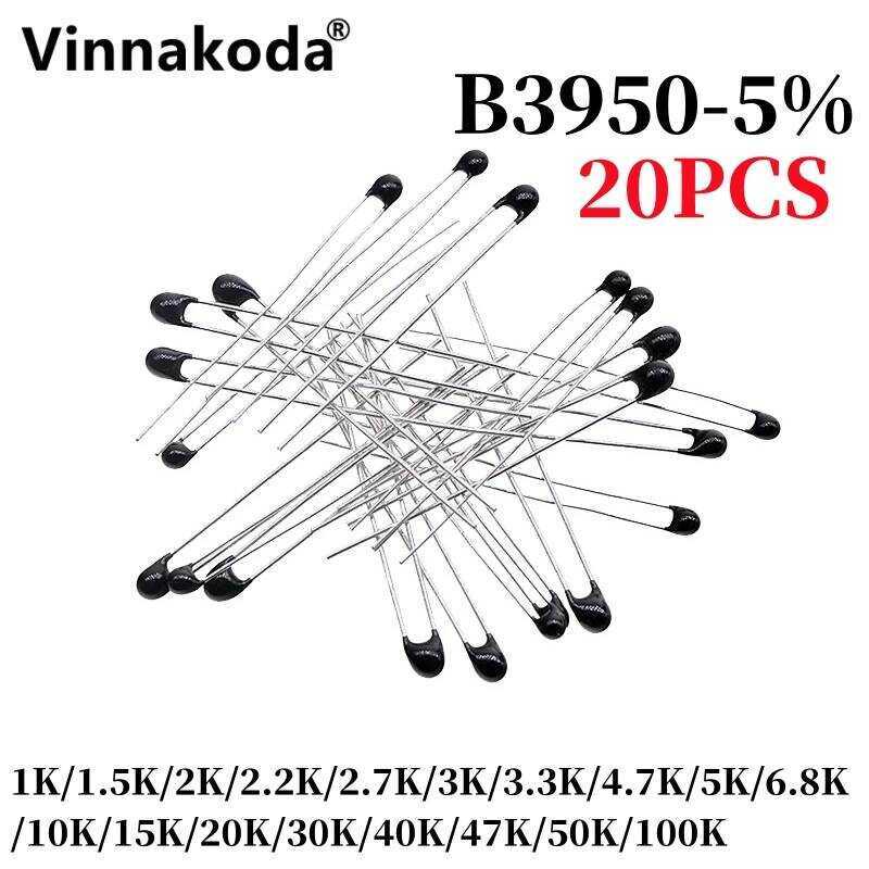 ชิ้น 20 ตัวต้านทานความร้อน NTC Thermistor MF52A 1K/1.5K/2K/2.2K/2.7K/3K/3.3K/4.7K/5K/6.8K/10K/15K/20