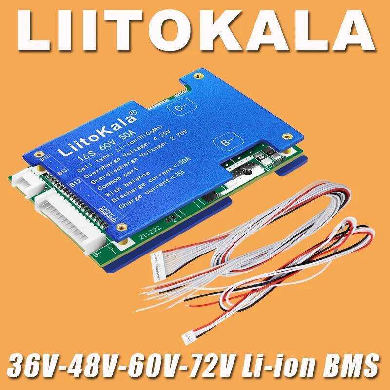 LIoKala ชุดแบตเตอรี่ลิเธียมไอออน 72V/60V/48V/36V 20A/30A/50A 18650/21700 พร้อมแผงวงจร BMS PCB PCM บา