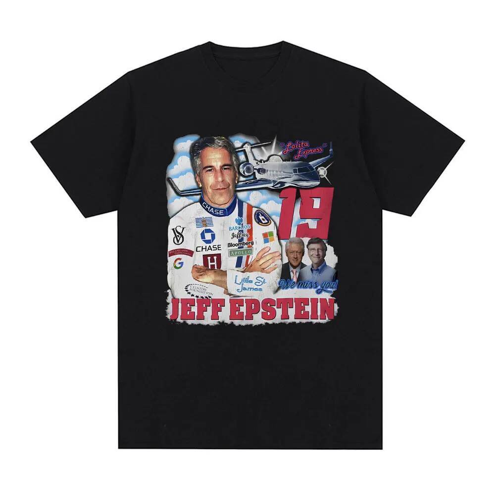 Jeffrey Epstein Graphic Tee เสื้อยืดแขนสั้นผู้ชาย ผ้าฝ้ายสไตล์วินเทจและSTREETWEAR