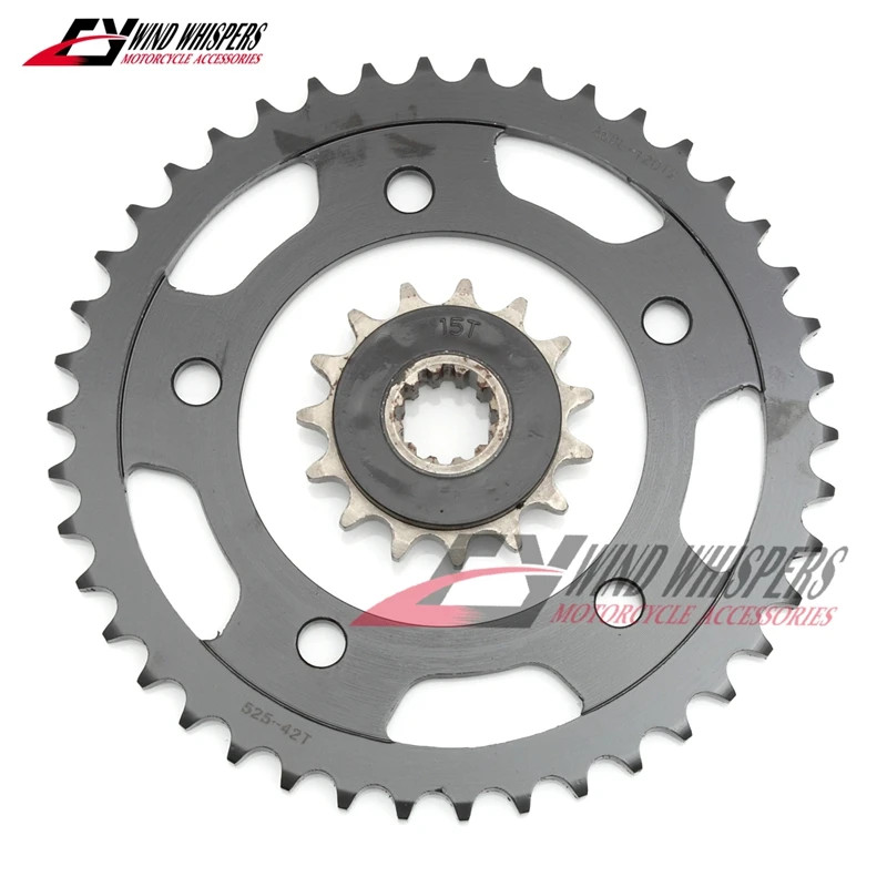 42/15T 525 Motorcycle Front Rear Sprockets For HONDA CB 600 F CB600F Hornet 600 PC34/PC36 1998-2006
