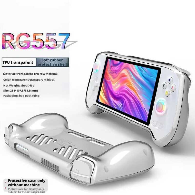 Anbernic สำหรับเคสป้องกัน RG557 เปลือกยางนุ่มโปร่งใส TPU ระบายความร้อนอย่างง่าย