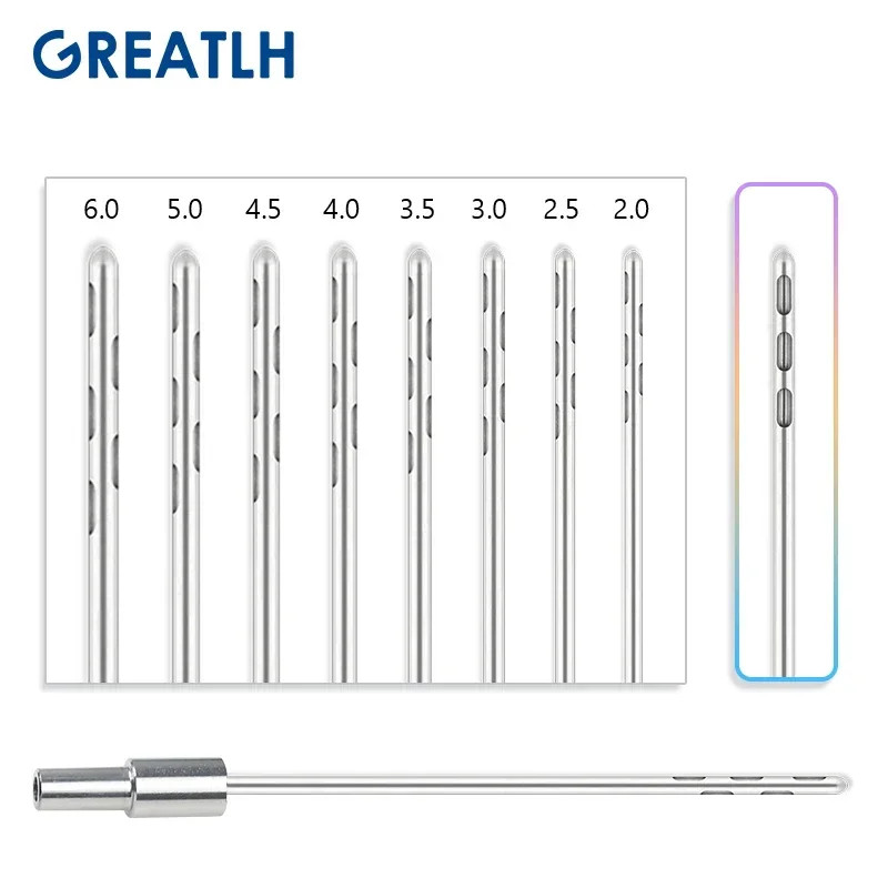 GREATLH 1pcs Liposuction Needle S-shaped Cannula with In-line Handle Fat Remove Tools Liposuction S