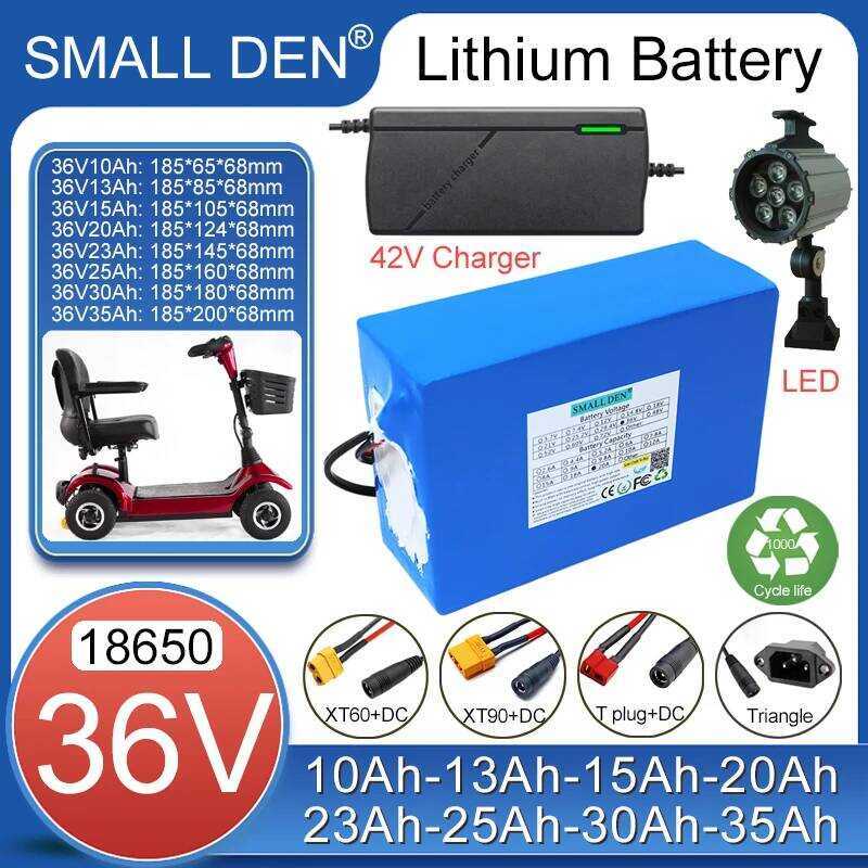 18650 แบตเตอรี่ลิเธียม ขนาด 36V 10Ah 13Ah 15Ah 20Ah 23Ah 25Ah 30Ah 35Ah พร้อม BMS 30A สำหรับเครื่องม