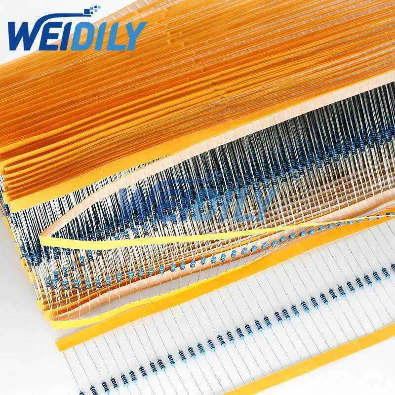 ตัวต้านทานฟิล์มโลหะ 100ชิ้น 1/4W 0.25W 10R ~ 1M 100R 220R 330R 1K 2.2K 3.3K 4.7K 10K 20K 47K 100K 10