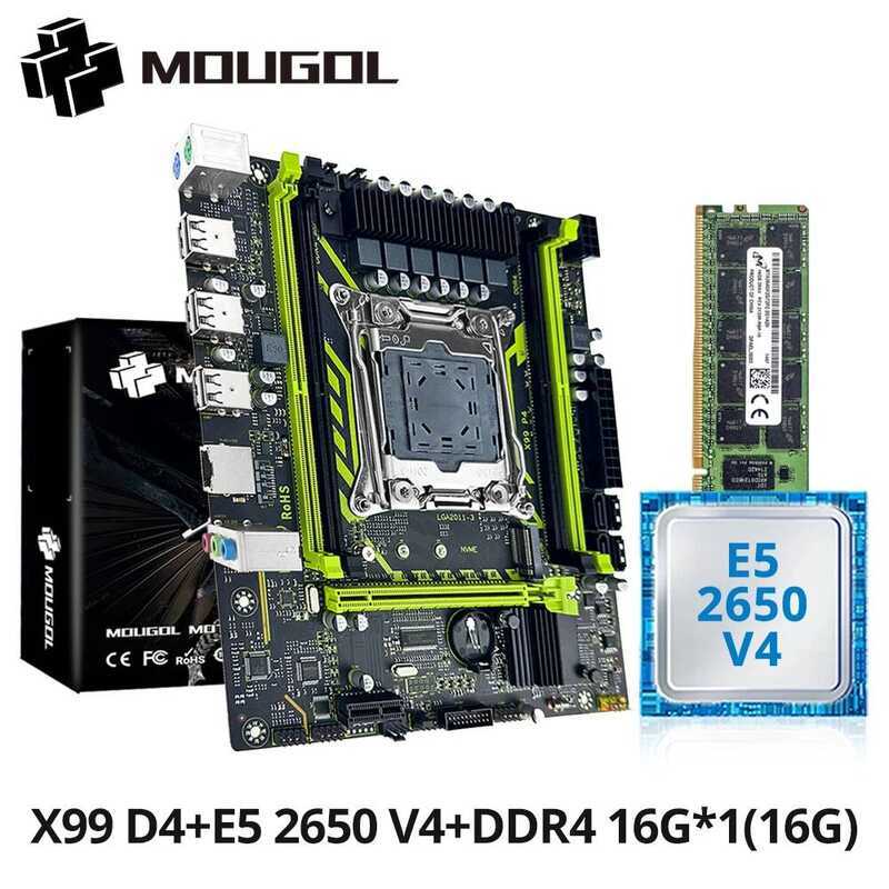 MOUGOL ชุดเมนบอร์ดเกมมิ่ง X99 พร้อม Intel Xeon E5 2650 V4 และ DDR4 16G*1 2133MHz Dual Channel RAM M.