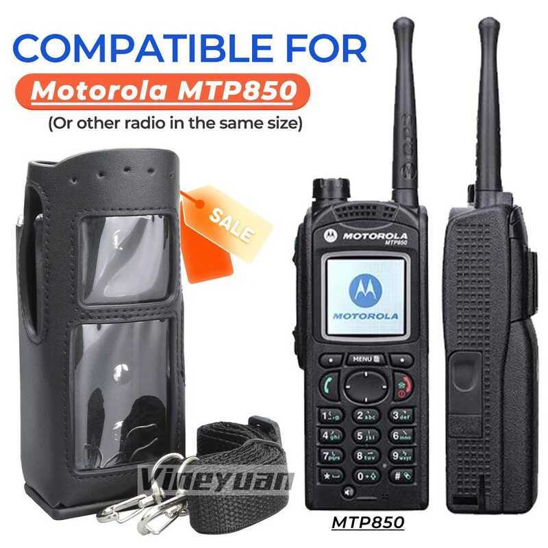 ▥ ซองหนังแข็งสีดำพร้อมสายรัดสำหรับพกพาสำหรับ Motorola Mtp850 Mth600 Mth650 Mth850 Mth800
