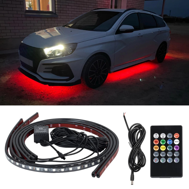 Neon LED RGB Car Underglow Bottom Light Remote/APP Control Flexible Waterproof LED Strip Car Underb