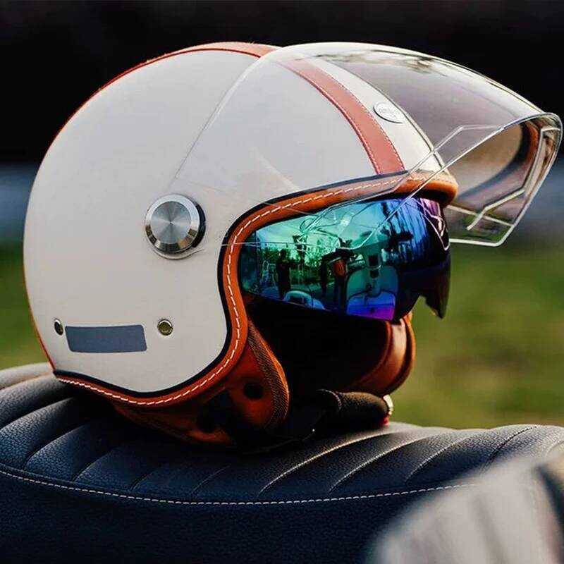 ใหม่ล่าสุด Retro หมวกกันน็อคมอเตอร์ไซค์ DOT 3/4 เปิดรถจักรยานยนต์ Vintage Chopper จักรยาน Cascos สกู