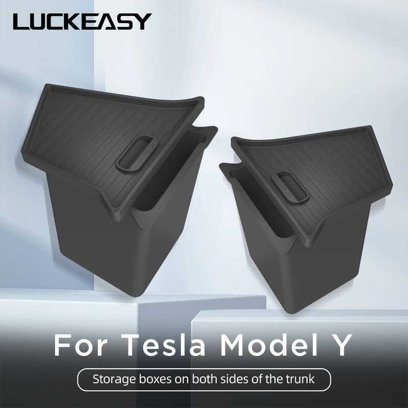 LUCKEASY สําหรับ Tesla รุ่น Y รถด้านหลัง Trunk Organizing Ti กล่องเก็บของ Auto อุปกรณ์ตกแต่งภายใน 20