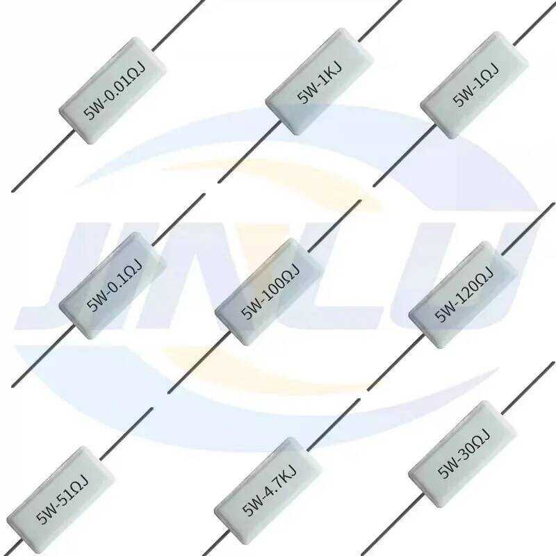 ชิ้น 10 ตัวต้านทานซีเมนต์ 5W 5% กำลังต้านทาน 0.47 4.7 47 470 R โอห์ม 4K7 47K 0.47R 4R7 47R 470R 5%