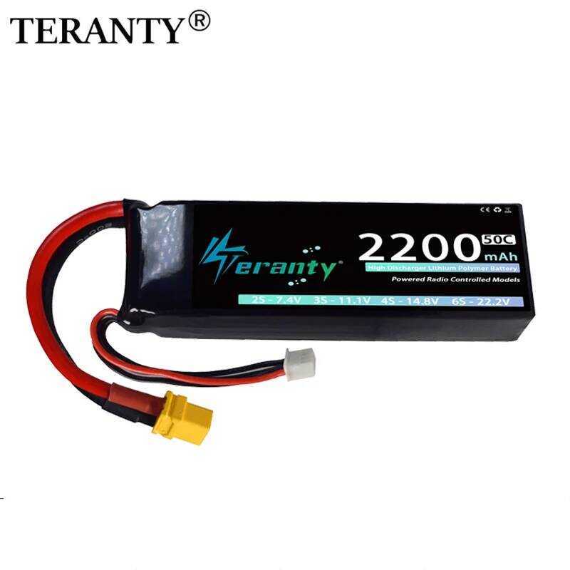 ชิ้น 1/2 TERANTY 2S 2200mAh แบตเตอรี่ลิโพ 7.4V 50C ซอฟต์เคส พร้อมปลั๊ก T XT60 สำหรับรถ RC เฮลิคอปเตอ