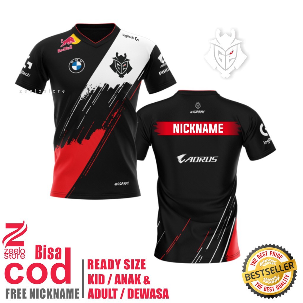 Esports Jersey ชื่อที่กําหนดเองปรับแต่ง Ph G2 Esports Jersey 2022 Ml แขนสั้น Drifit Polyster พิมพ์เต