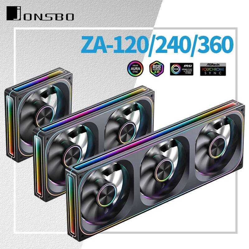 Jonsbo กล่อง ZA-120/240/360 12V 4PIN PWM 5V 3PIN ARGB 12ซม. สำหรับคอมพิวเตอร์ตั้งโต๊ะ ระบบระบายความร