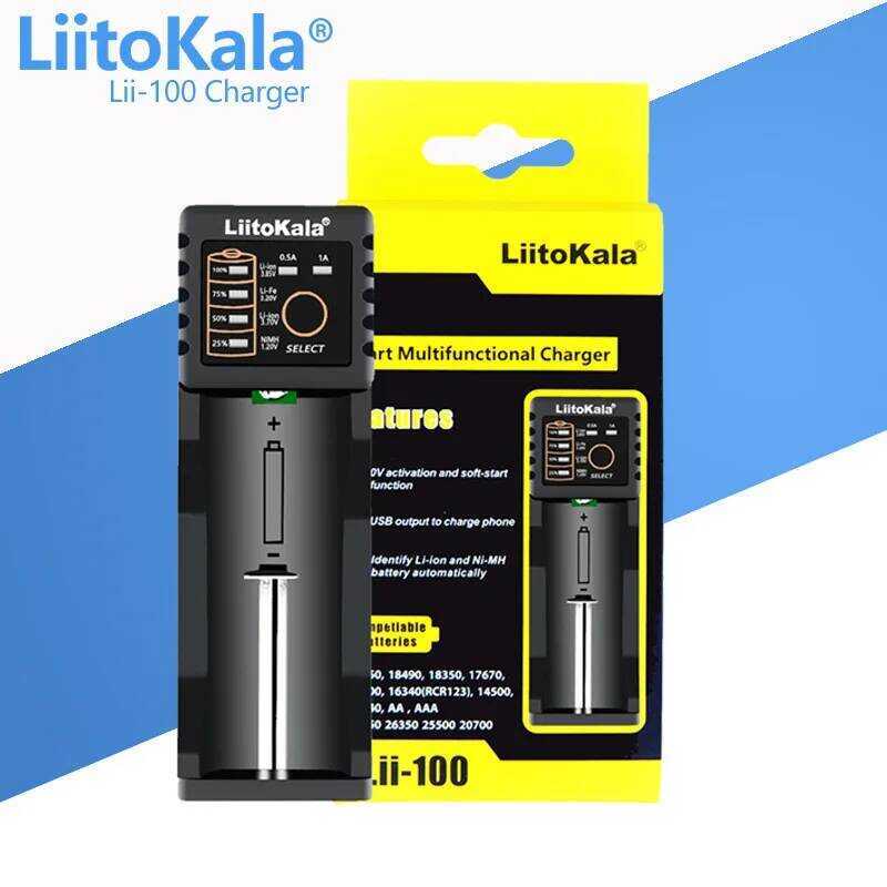 LiitoKala แบตเตอรี่ Lii-100 สำหรับ 18650 18350 26650 16340 RCR123 14500 3.7V 1.2V Ni-MH Ni-Cd 2A เคร