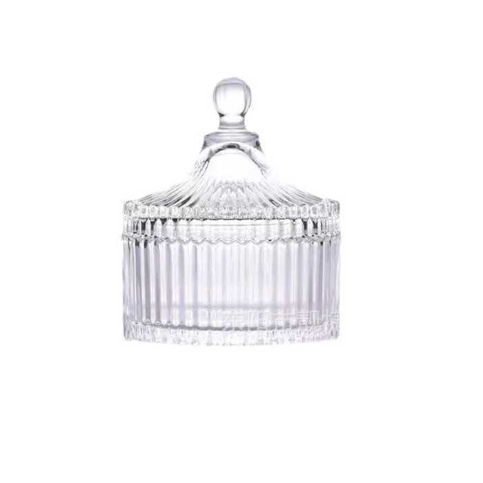 Small Yurt Candy Cup Candy Jar ขวดแก้วสําลีไม้จิ้มฟันกล่องเก็บแก้ว Jar พร้อมฝาปิด