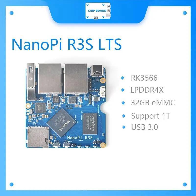 NanoPi R3S LTS RK3566 Mini Router พร้อม Dual 2.5GbE, 32GB eMMC, เคสอลูมิเนียม CNC, Linux Ready