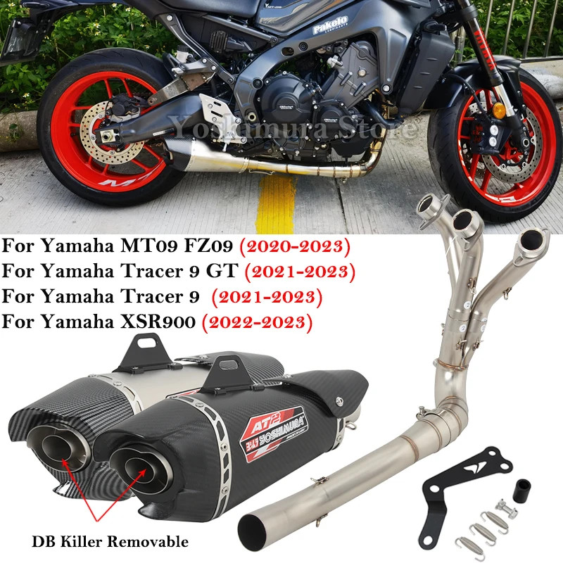 For YAMAHA MT09 MT-09 FZ09 XSR900 Tracer 9 GT MT 2020 - 2023 Motorcycle Exhaust Escape Systems Fron