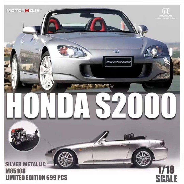 MOTOR HELIX 1: 18 Honda Honda S2000 AP2 Convertible Sports Car Alloy Full Open Car Model