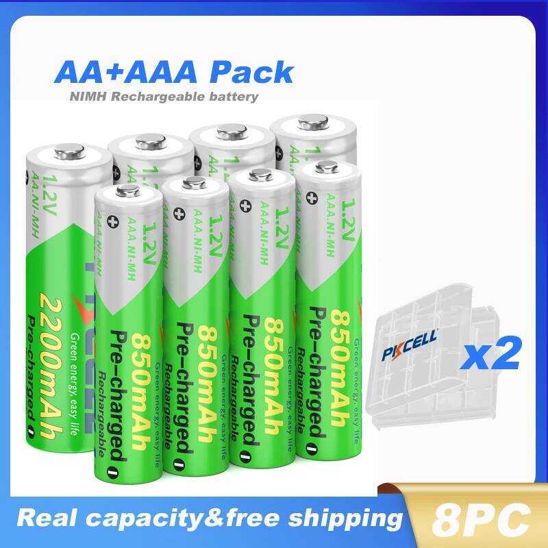 PKCELL แบตเตอรี่ AA 4-24 ชิ้น + AAA 1.2V NI-MH แบตเตอรี่ชาร์จ AAA/AA และกล่องแบตเตอรี่สำหรับไฟฉายของ